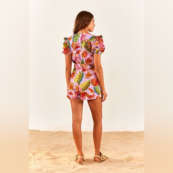 FARM Rio Lilac Beaks & Bananas V Neck Romper NWOT - Picture 2 of 16